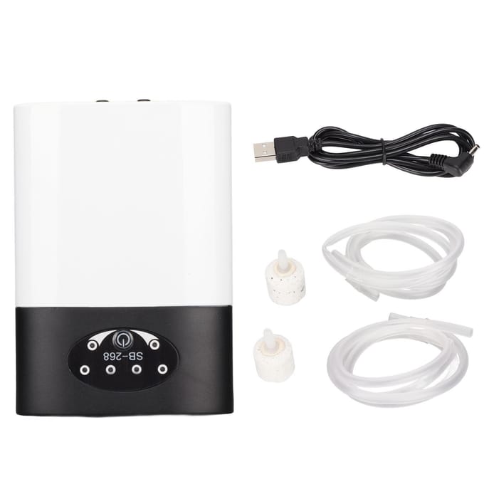Aquarium Zuurstofpomp Stil AC DC Dubbele Lading Laag Verbruik Stabiel Mini Visbak Beluchter Zuurstof white