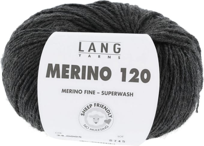 Lang Yarns Merino 120 - 05 antraciet mix - Merinowol Garen