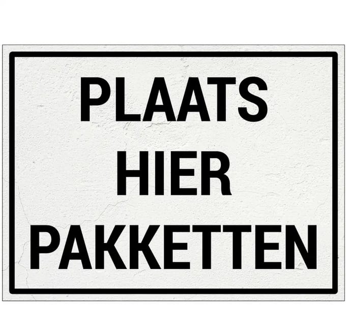 Plaats pakketten hier bord | Forex Re materiaal | 80 x 60 cm