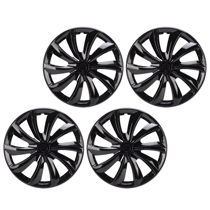 4 PCS Cache-moyeu de jante 15 pouces Design à clipser Léger Élégant Remplacement pour Fiat 500 Noir noir