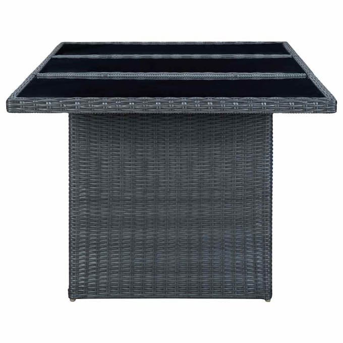 vidaXL - Tuintafel - poly - rattan - en - gehard - glas - donkergrijs