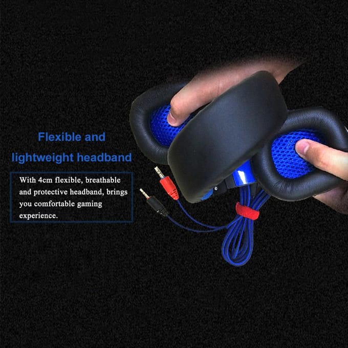 Gaming Headset Koptelefoon voor PC met Microfoon met USB 3.5mm Interface LED Volumeregeling blauw
