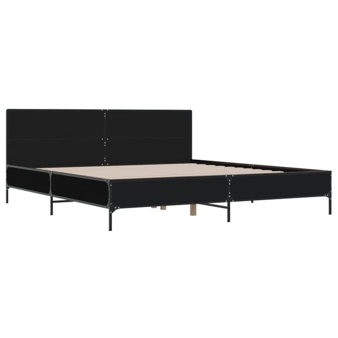 vidaXL - Bedframe - bewerkt - hout - metaal - zwart - 180x200 - cm