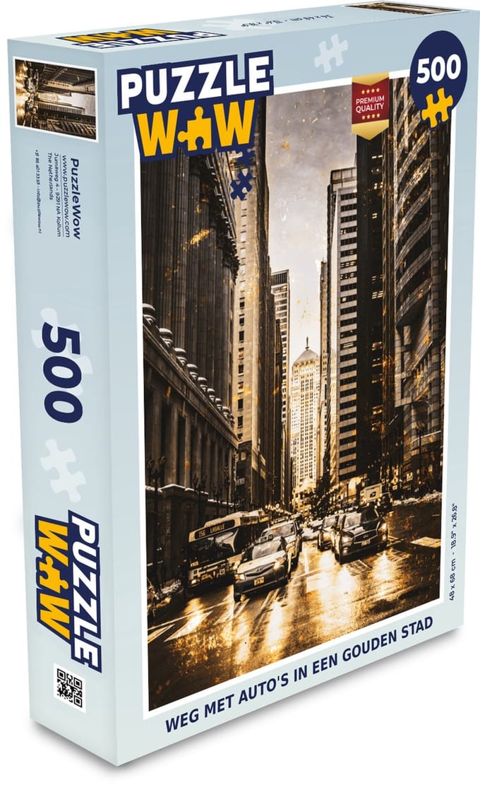 Puzzel Auto - Goud - Wegen - Legpuzzel - Puzzel 500 stukjes