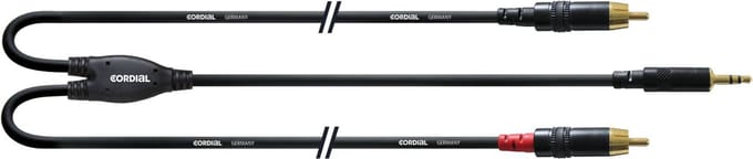 Cordial Y-Adaptor Cable [Mini Jack(m)/2x RCA(m)] 900mm (Black) - Insert kabel