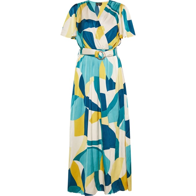 Faina Jurk Dames Blauw Veelkleurig