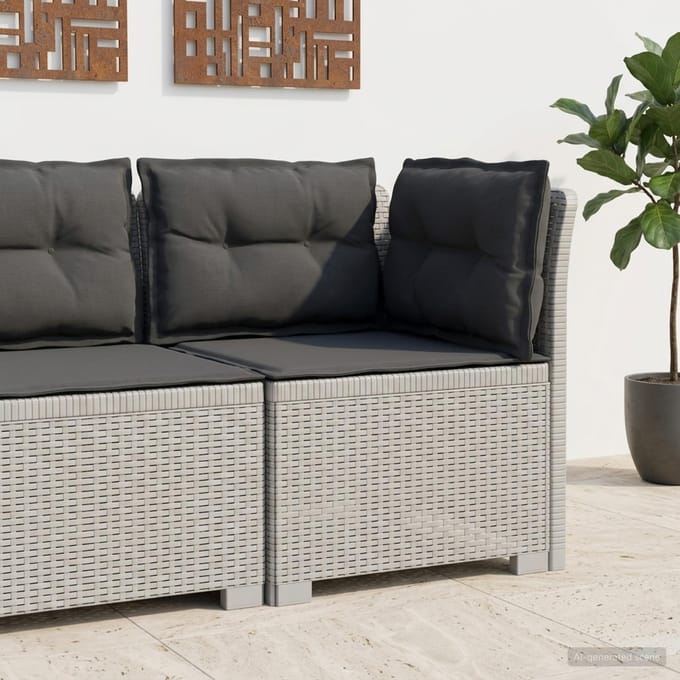 vidaXL - Eén-zits - Tuin - Sofa - met - Kussens - Rieten - Look - PP - Wit