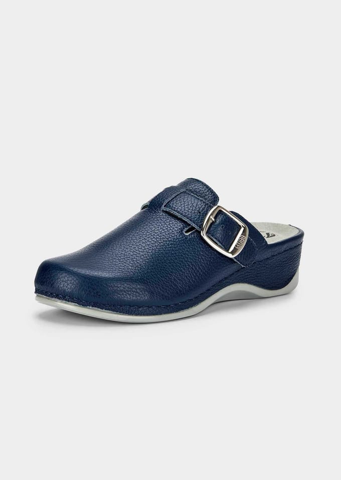 Clogs van echt leer - marine - Gr. 39 van Goldner Fashion