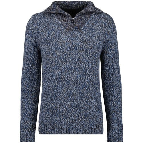 Ragman Trui Troyer Zip Cotton Knit Pullover Elbow Patches Mocca-Blue / male