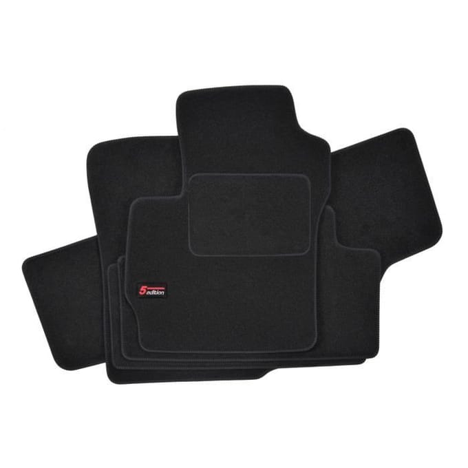 Tapis de sol - Logo - Mazda 5 - Velours noir - 5 pièces - Antidérapant - Sur mesure
