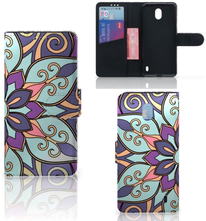 Nokia 1 Plus Hoesje Purple Flower