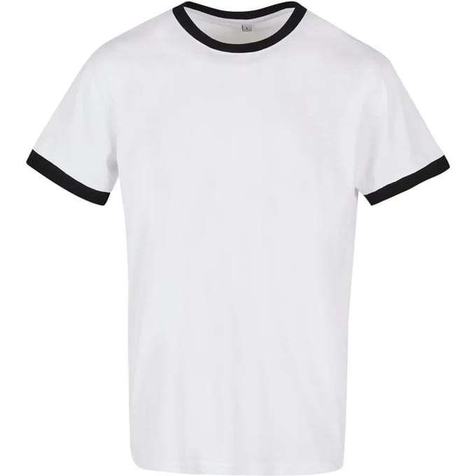 Build your Brand Men´s Ringer Tee BYBB022 - White/Black - XS