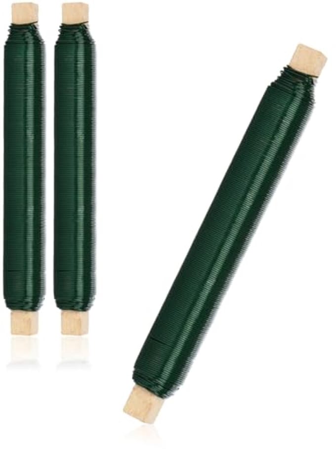 Bloemenwikkeldraadset - Groen Binddraad op Houten Spoel - 300g, 0,65mm