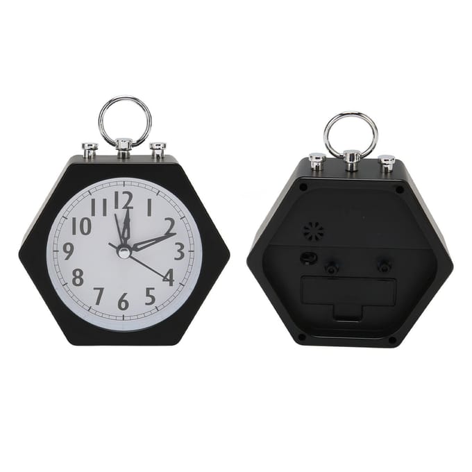 Réveil Polygon Coque en Métal Stable Silencieux Compact Réveil pour Étudiant Noir white