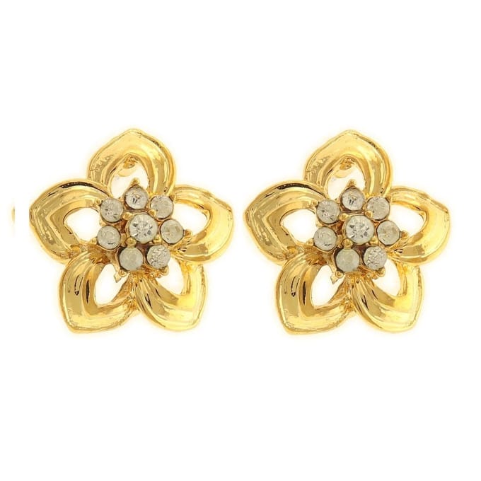 Behave - Oorbellen bloem goudkleur met steentjes - 2 cm