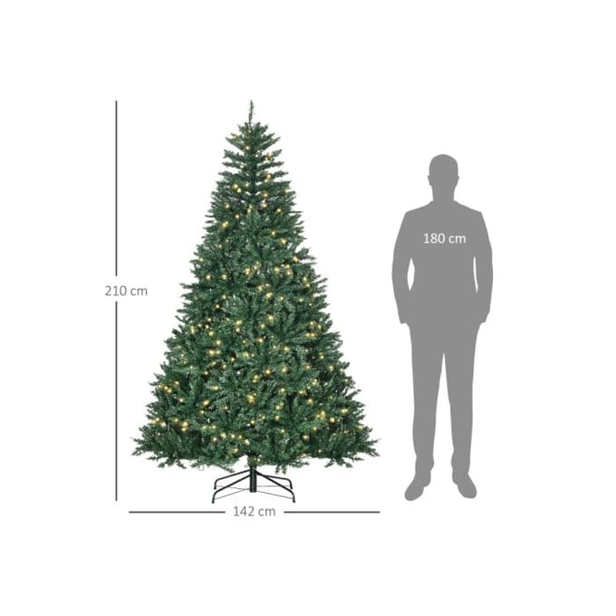 Sapin de Noël - MUVOE - 700 LED - 2154 branches - 210 x 142 cm - Vert vert