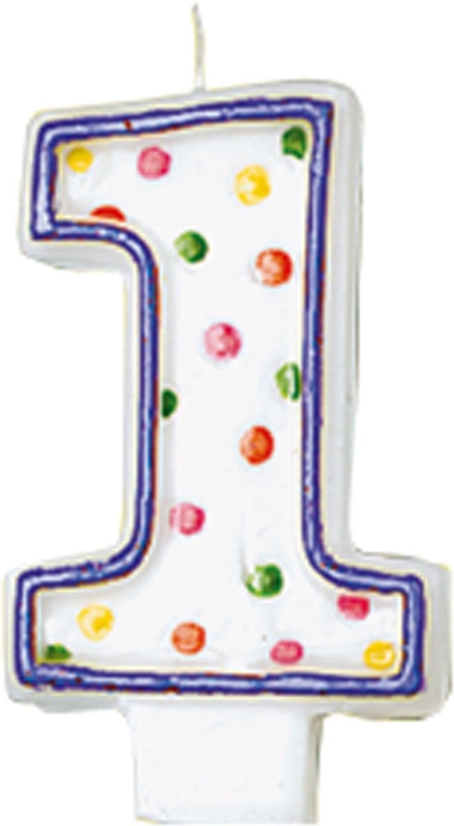 Amscan Verjaardagskaars 1 - Polka Dots 7,6 Cm Paars/wit