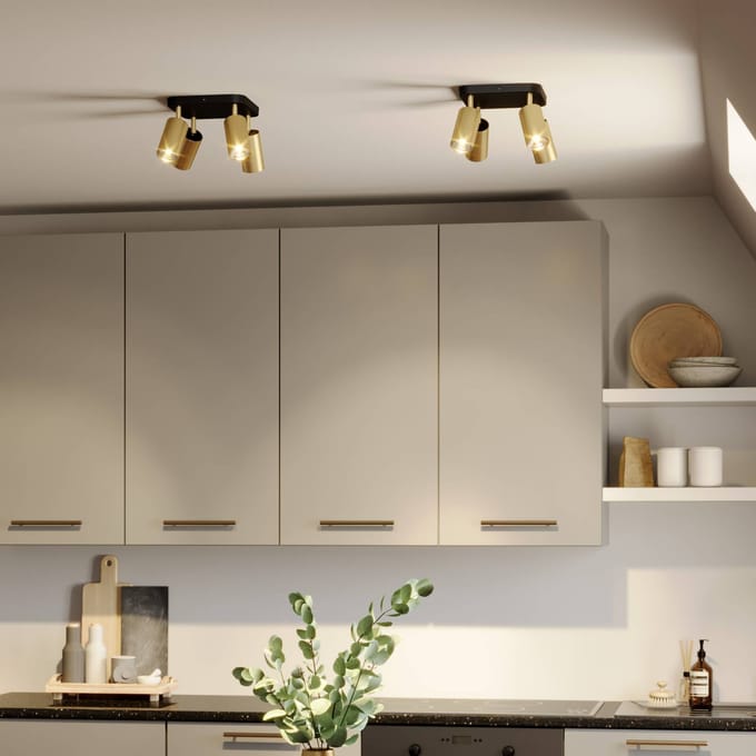 Nowodvorski Lighting Plafondlamp Eye Spot 4-lamps, zwart/messing