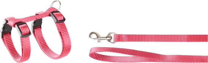 Flamingo Kittenharnas + Lijn Ziggi - Kattentuigje - Kersenrood 120cm 10mm