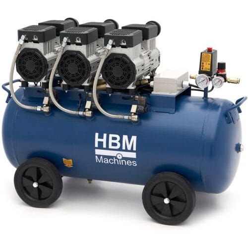 HBM olievrije stille compressor, 90 liter, 8 bar, 3 pk