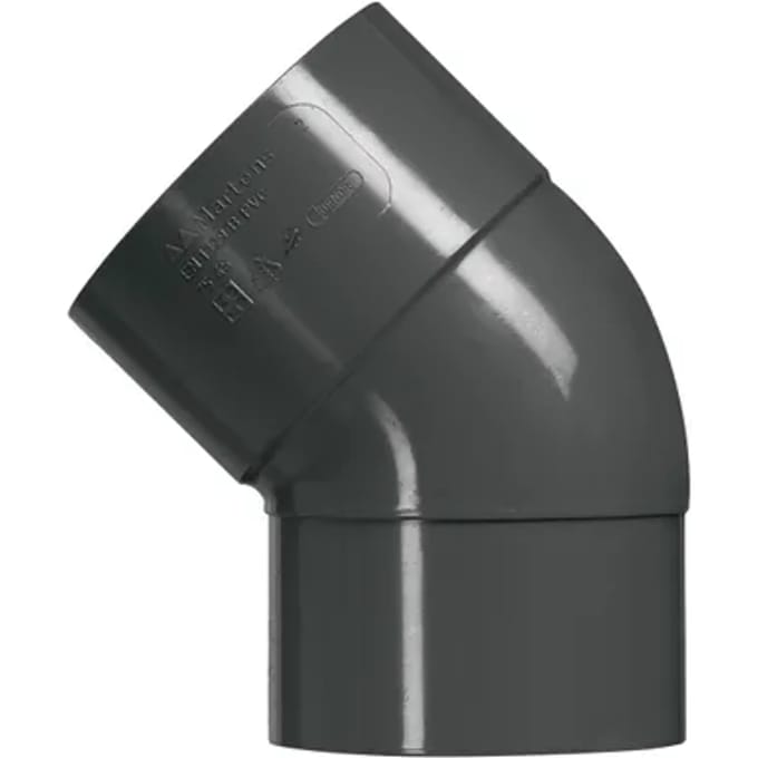 Martens Elleboog Pvc Antraciet 45° 80mm