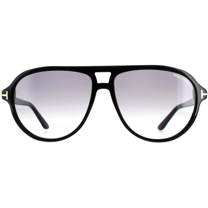 Tom Ford Aviator Mannen Shiny Black Smoke Gradiënt FT0932 Jeffrey