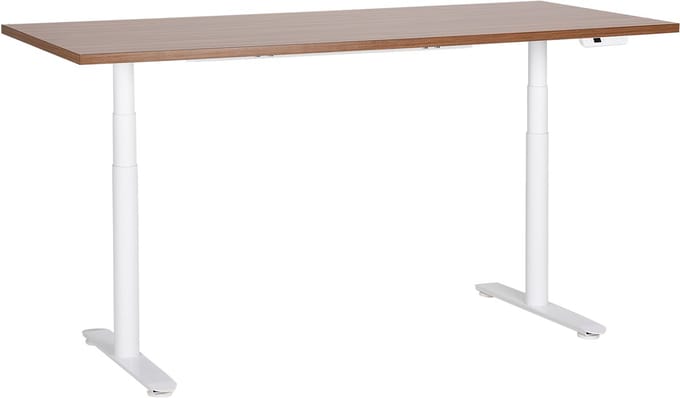 DESTINAS - Elektrisch bureau - Donkerhout/Wit - 180 cm - MDF