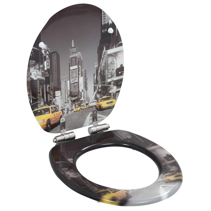 vidaXL - Toiletbrillen - 2 - st - met - soft-close - deksels - MDF - New - York - ontwerp