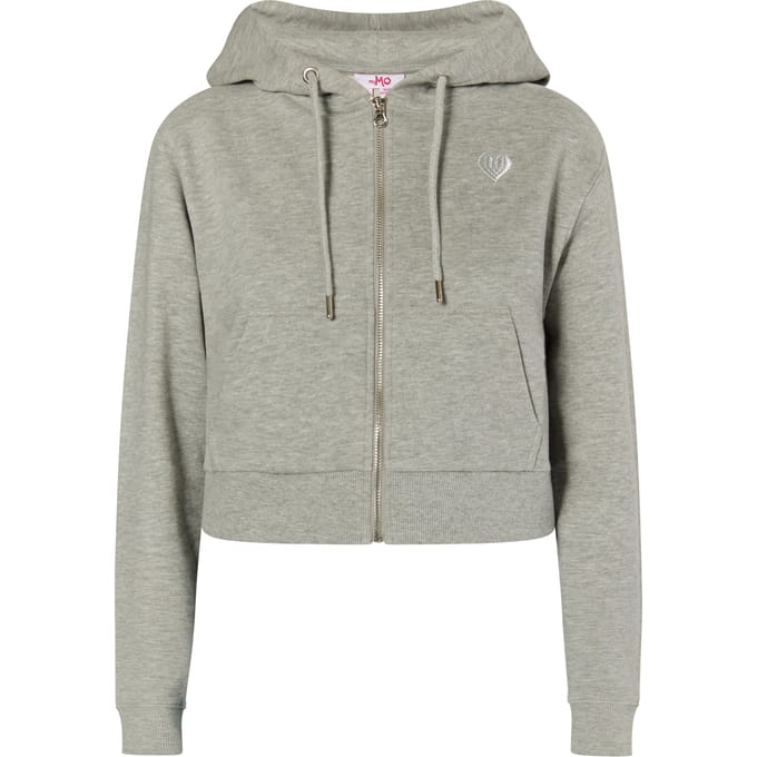 Mymo Bijgesneden hoodie met rits Dames grijs melange