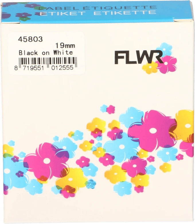 FLWR - Printetiket / 45803 / Zwart op Wit - Geschikt voor Dymo