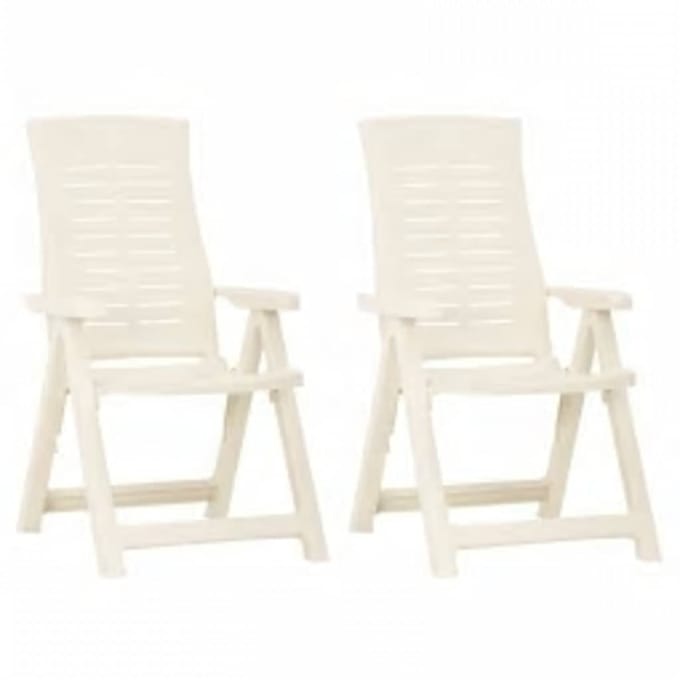 vidaXL - Opklapbare - ligstoelen, - 2 - stuks, - wit - plastic.