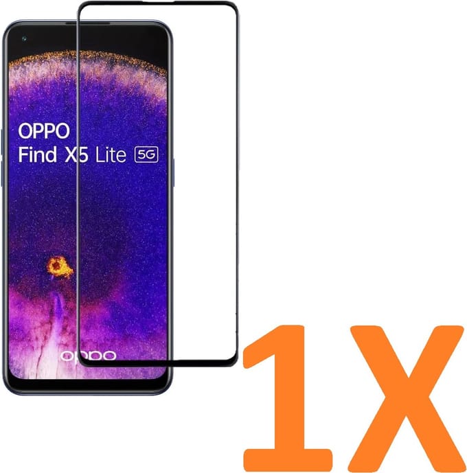 Volledige dekking Screenprotector Glas - Tempered Glass Screen Protector Geschikt voor: Oppo Find X5 lite -  - 1x