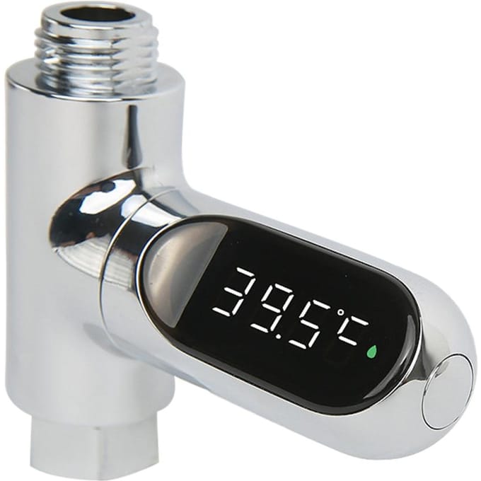 Thermomètre de douche à affichage LED, rotatif à 360 °, moniteur de température de l'eau, compteur intelligent d'énergie, fournitures de salle de bains 5°-85° white