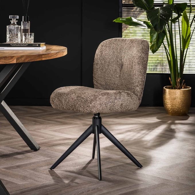 Set van 2 Draaibare Eetkamerstoelen Bouclé Lava - Zonder Armleuningen Beige