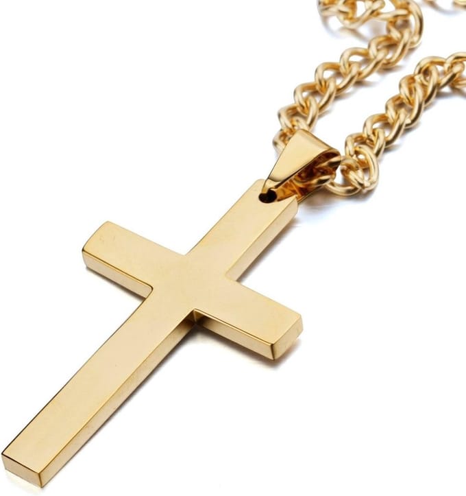 Ketting met kruisje groot goudkleurig