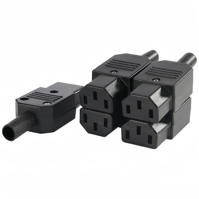 Allecto - Voedingsconnector - Inline adapterstekker - 10 A - Zwart - C13 stekker - Geschikt voor netadapter - 5 stuks