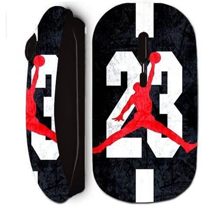 Souris sans fil - Maniacase - Michael Jordan Logo 23 - Ergonomique - Design stylé - Noir