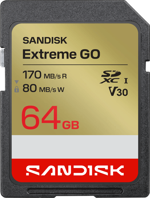 SanDisk SDXC Extreme GO 64GB (UHS-1, R 170MB/s / W80MB/s, 4K)