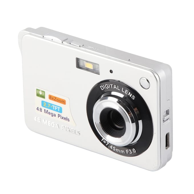 Appareil photo numérique 4K 48 MP, écran LCD 2,7 pouces, zoom 8x, anti-vibration, pour la photographie et le vlogging argenté