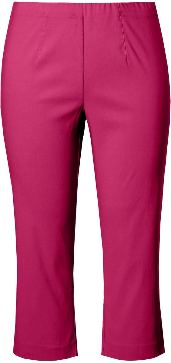 Ulla Popken - Dames - Bengalin broek kuitlang elastische tailleband stretch - Fuchsiaroze - Maat 56