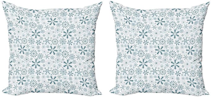 ABAKUHAUS Winterkussenhoes – 2×40×40 cm – Teal/Wit – Dubbeldruk
