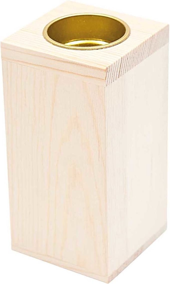 Kaarsenhouder hout 12x6x6cm