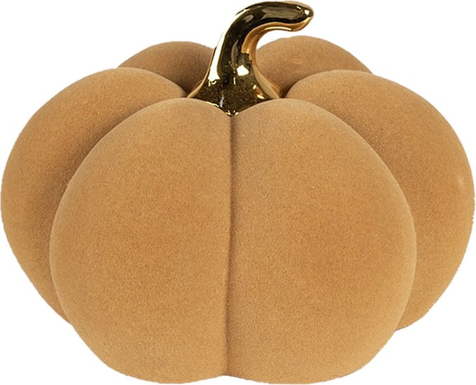 Clayre & Eef Decoratie Pompoen Ø 18x14 cm Geel Keramiek Herfst decoratie