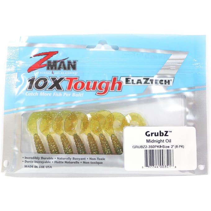 Zman Soft Lure GrubZ 2 Inch 8/Pack Middernachtolie (3516) white