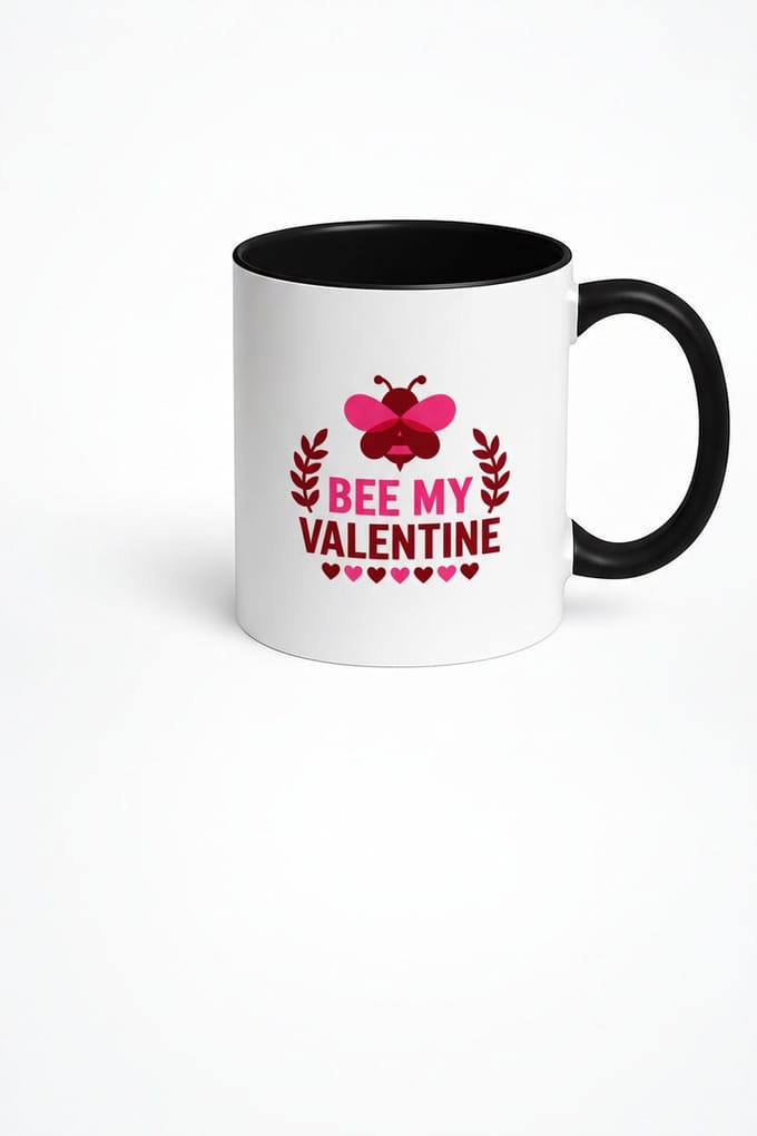 Valentijn Mok 'Bee My Valentine' - Romantisch Roze Bij & Harten Cadeau