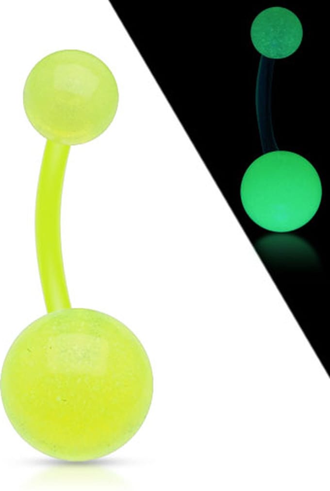 Piercing flexibele bio plast glow in the dark groen - LMPiercings