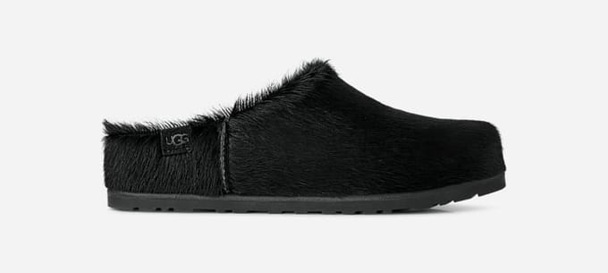 UGG® Otzo Calf Hair Clog in Black, Leather/Wool