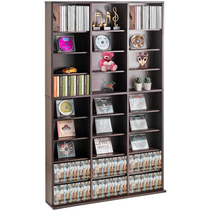 Media Opbergkast 9 Lagen Verstelbare DVD Planken 756 CD's Espresso