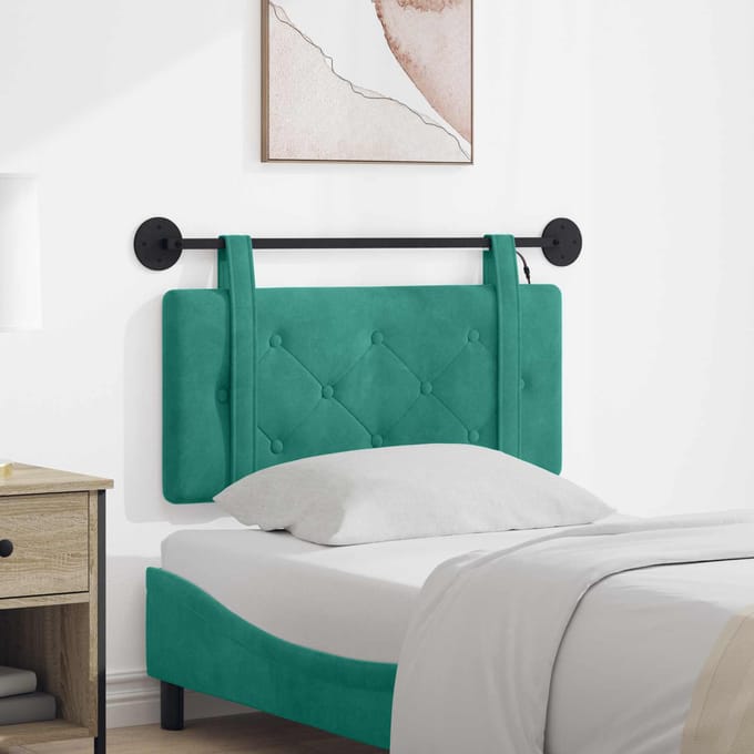 vidaXL - Hangend - hoofdbord - Met - LED-verlichting - Turquoise - Fluweel