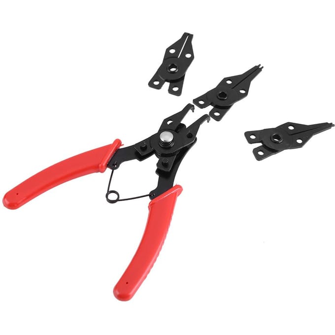 Multifunctionele 4 in 1 Borgveertangenset Circlip Combinatie Borgclip Handgereedschap (Rood) Red black